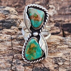 Vintage Navajo Mother Earth natural Royston Turquoise Ring SZ 5